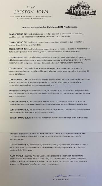 Spanish National Library Week Proclamation